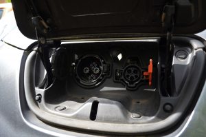 Nissan Leaf electric car charging socket area