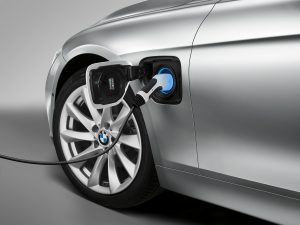 BMW 330e electric vehicle charging port and socket