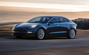 Tesla 3 on the road Electric car EV