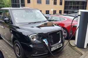 london taxi charging at an Ultracharge rapidcharge unit
